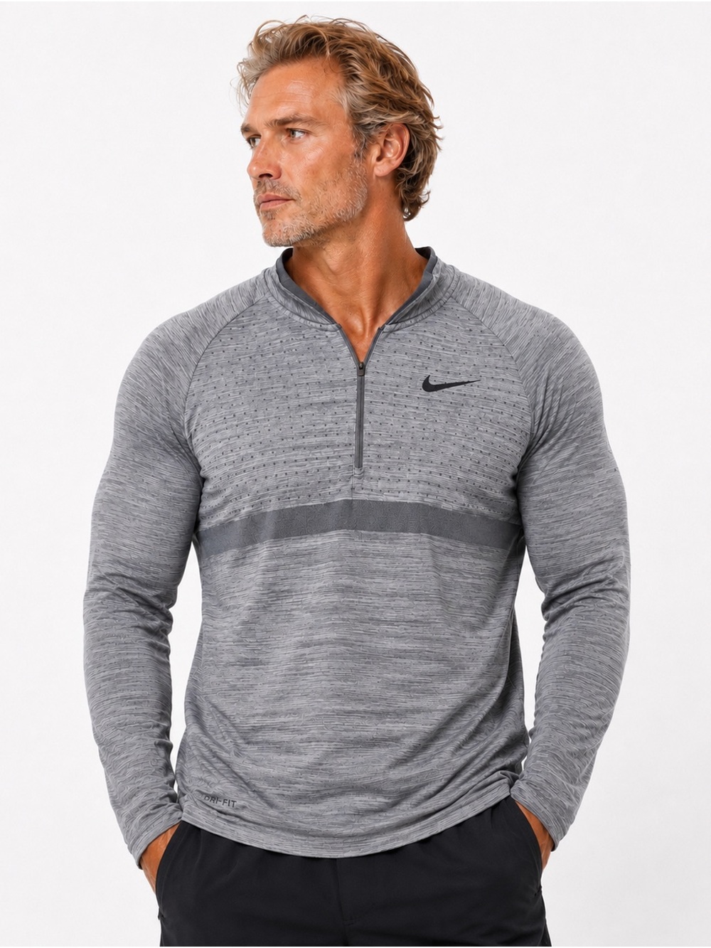 Nike Heather Blue Men's Half-Zip Performance Top
